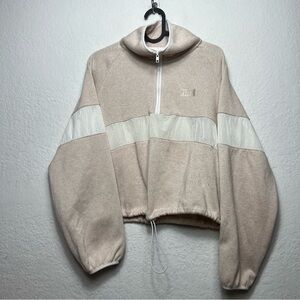 Victoria's Secret Pink Sweater Knit Cropped Half Zip Beige / Cream